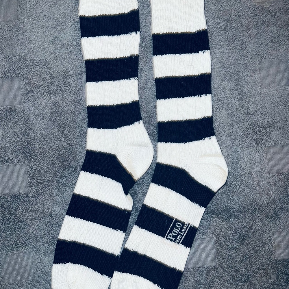 Polo by Ralph Lauren Navy and White Striped Socks